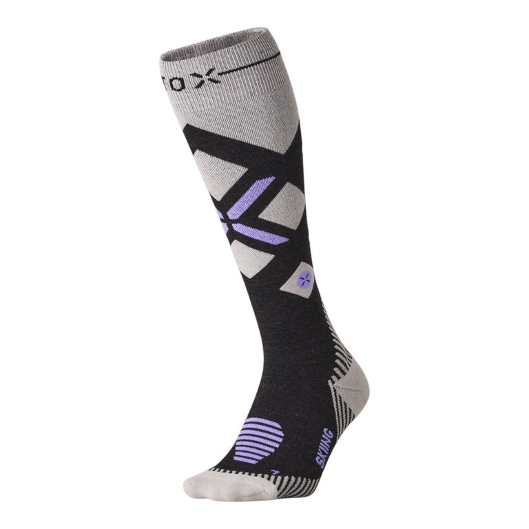 STOX Energy Socks Skisocke Skiing Merino (Kompression fördert Durchblutung) charcoalgrau/violett Damen - 1 Paar